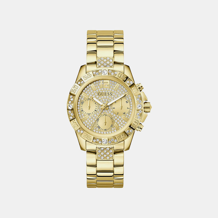 Gs Majesty Women Quartz Champagne Dial Multi-Function Stainless Steel Watch Gw0771L2