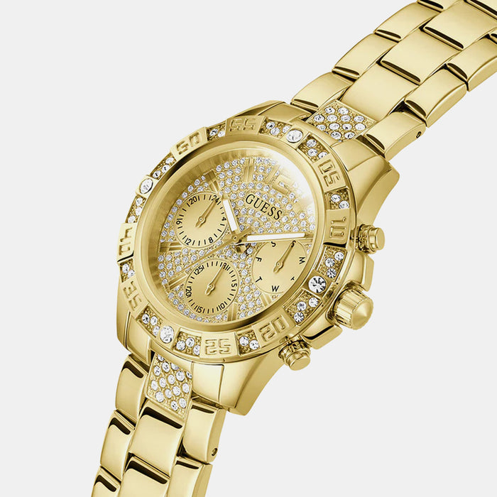 Gs Majesty Women Quartz Champagne Dial Multi-Function Stainless Steel Watch Gw0771L2