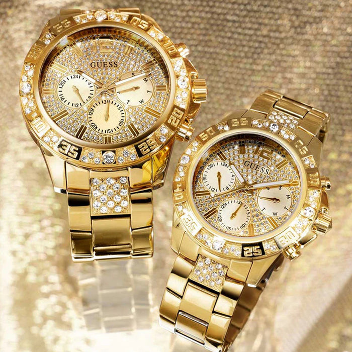 Gs Majesty Women Quartz Champagne Dial Multi-Function Stainless Steel Watch Gw0771L2