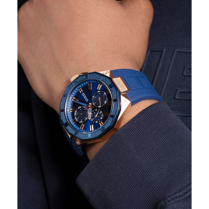 Gs R2 Men Quartz Blue Dial Multi-Function Silicone Watch Gw0803G2