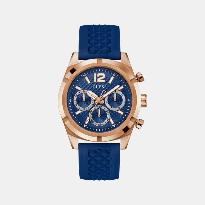 Gs Resistance Men Quartz Blue Dial Multi-Function Silicone Watch Gw0729G3