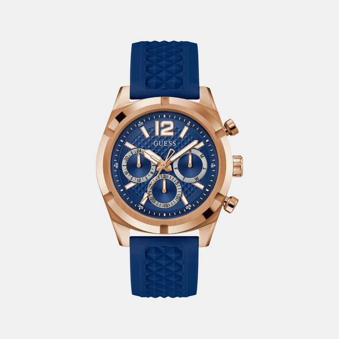 Gs Resistance Men Quartz Blue Dial Multi-Function Silicone Watch Gw0729G3
