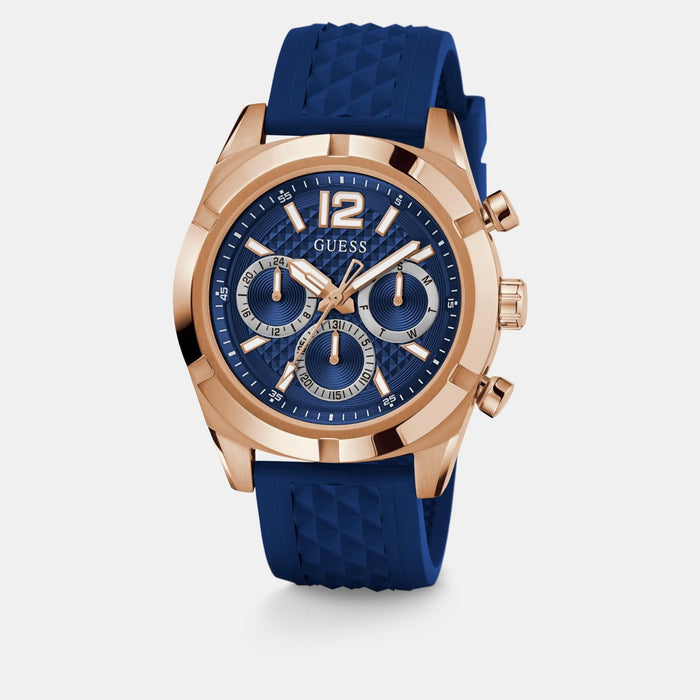 Gs Resistance Men Quartz Blue Dial Multi-Function Silicone Watch Gw0729G3