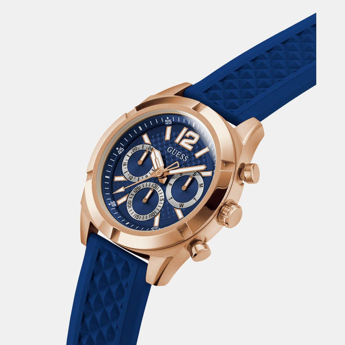 Gs Resistance Men Quartz Blue Dial Multi-Function Silicone Watch Gw0729G3