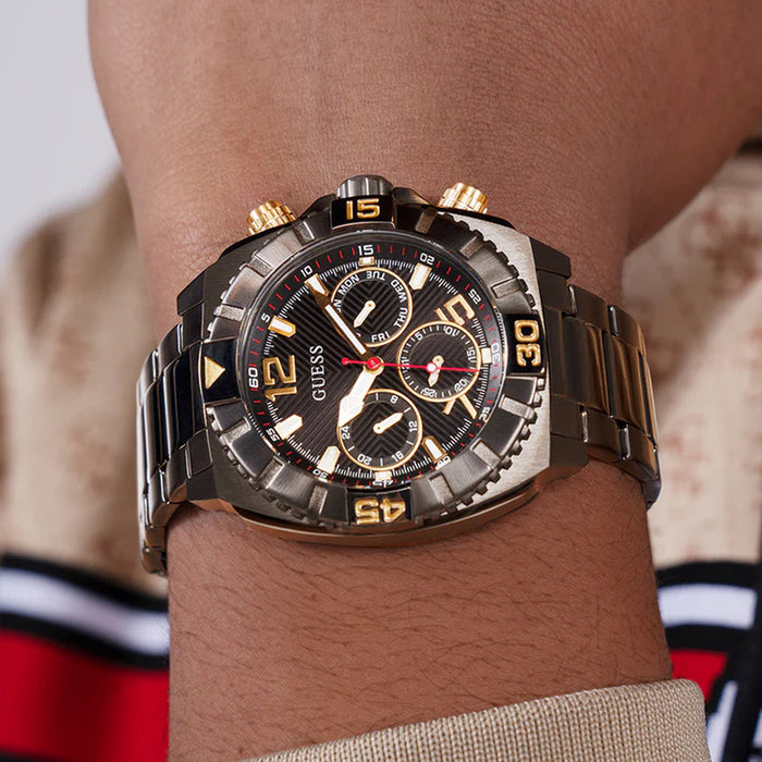 Gs Traction Men Quartz Black Dial Multi-Function Stainless Steel Watch Gw0800G2