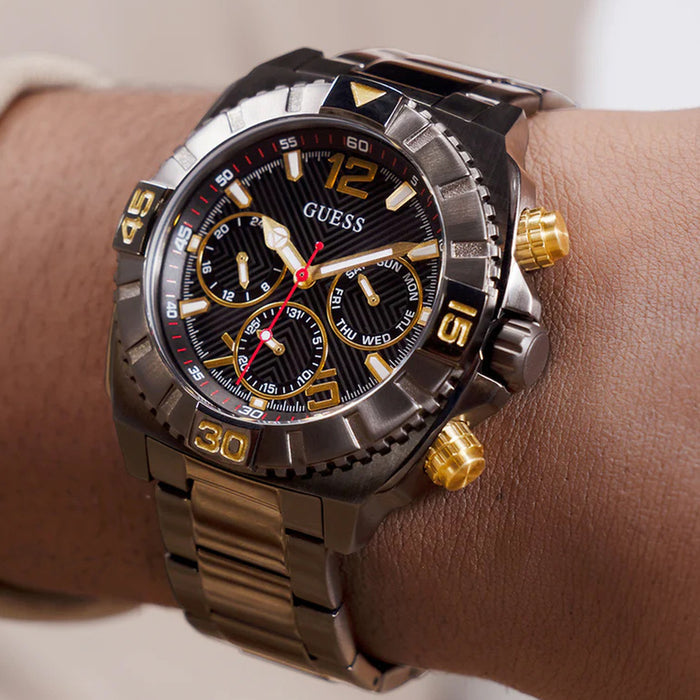 Gs Traction Men Quartz Black Dial Multi-Function Stainless Steel Watch Gw0800G2