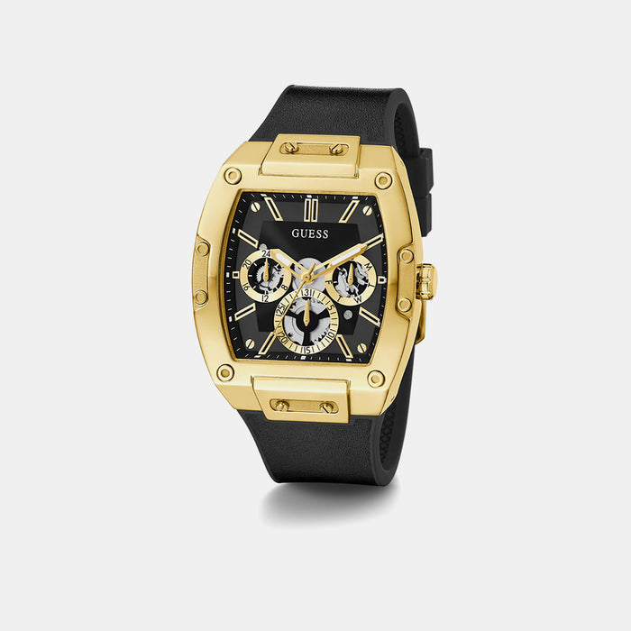 Gt Phoenix Men Quartz Black Dial Multi-Function Leather Watch Gw0202G1