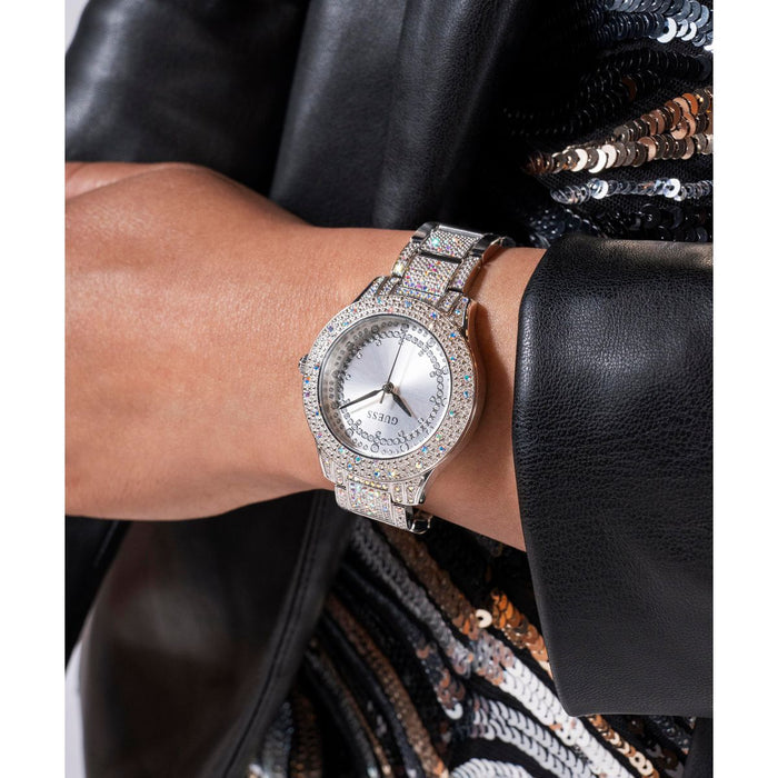Gt Shooting Star Women Quartz Silver Dial Analog Stainless Steel Watch Gw0746L1