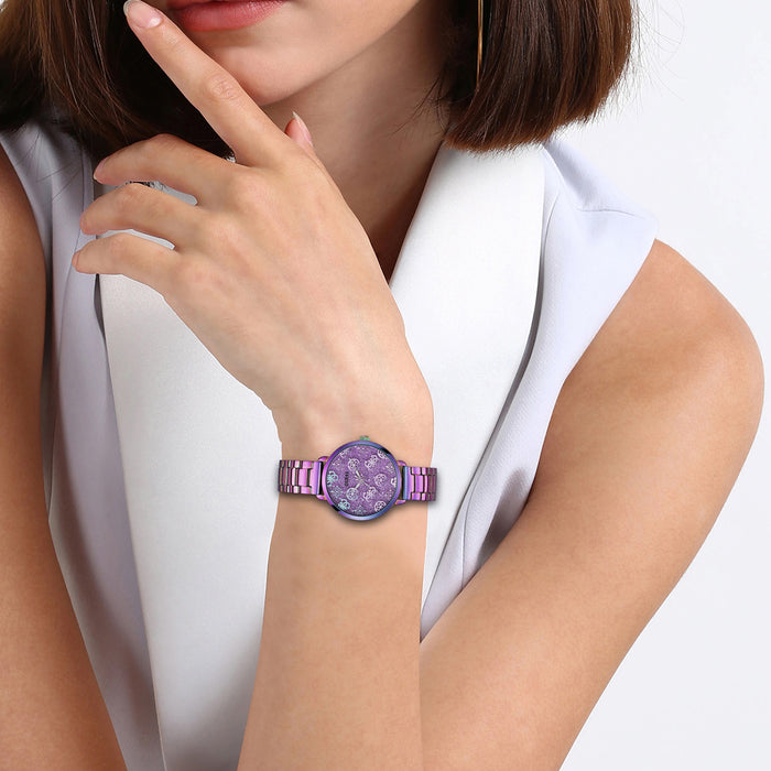 Gt Sugarplum Women Quartz Purple Dial Analog Stainless Steel Watch Gw0670L3