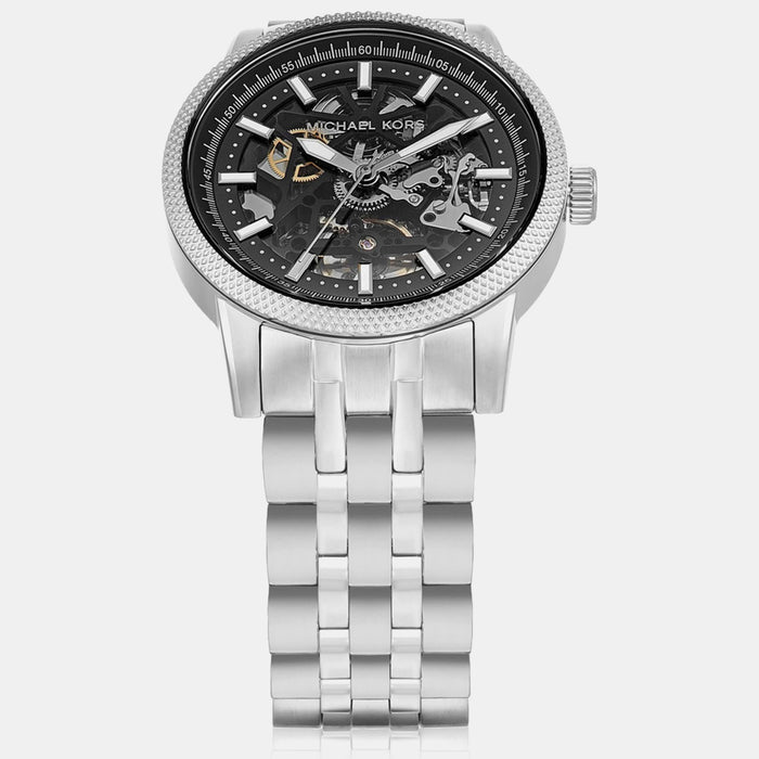 Hutton Men Automatic Black Dial Analog Stainless Steel Watch MKO1076