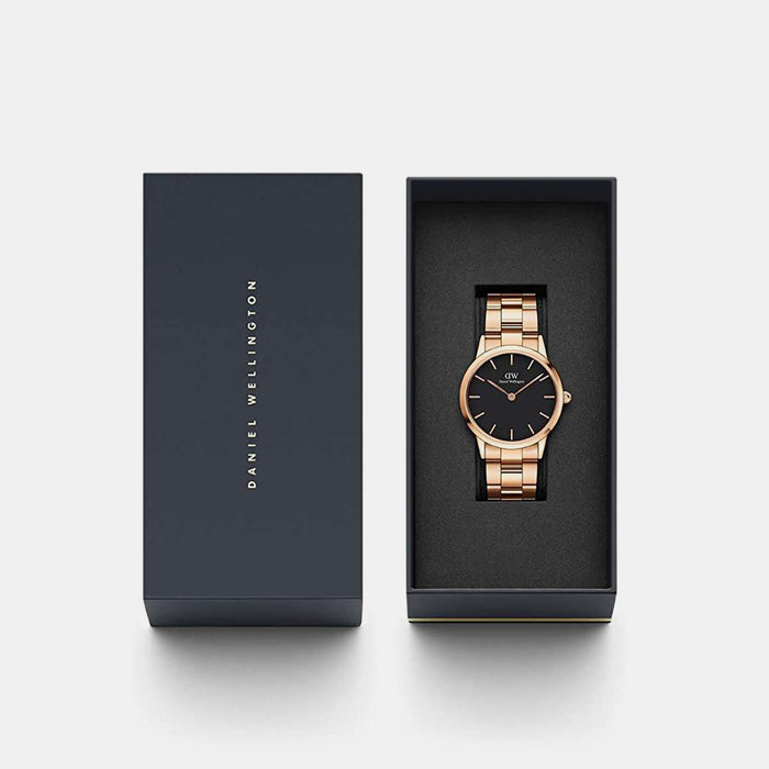 Iconic Women Quartz Black Dial Analog Stainless Steel Watch DW00100212K