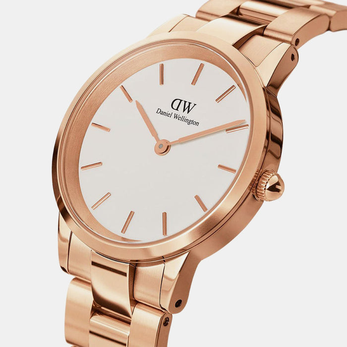 Iconic Women Quartz White Dial Analog Stainless Steel Watch DW00100211K