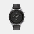 Impact Men Quartz Black Dial Multi-Function Leather Watch 25200364