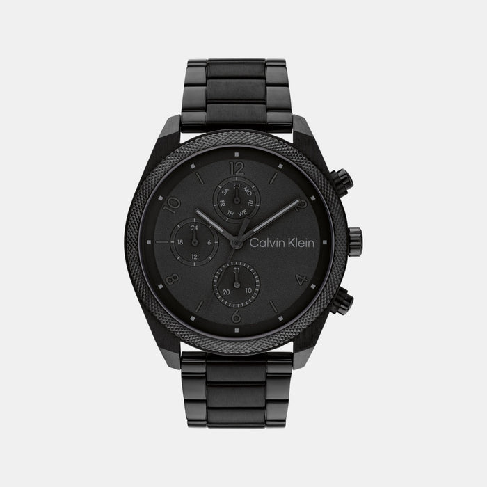 Impact Men Quartz Black Dial Multi-Function Stainless Steel Watch 25200359