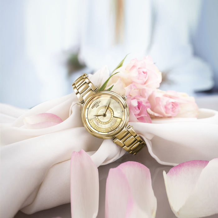 Lady Mermaid Women Quartz Gold Dial Analog Stainless Steel Watch 602857 48 30 50