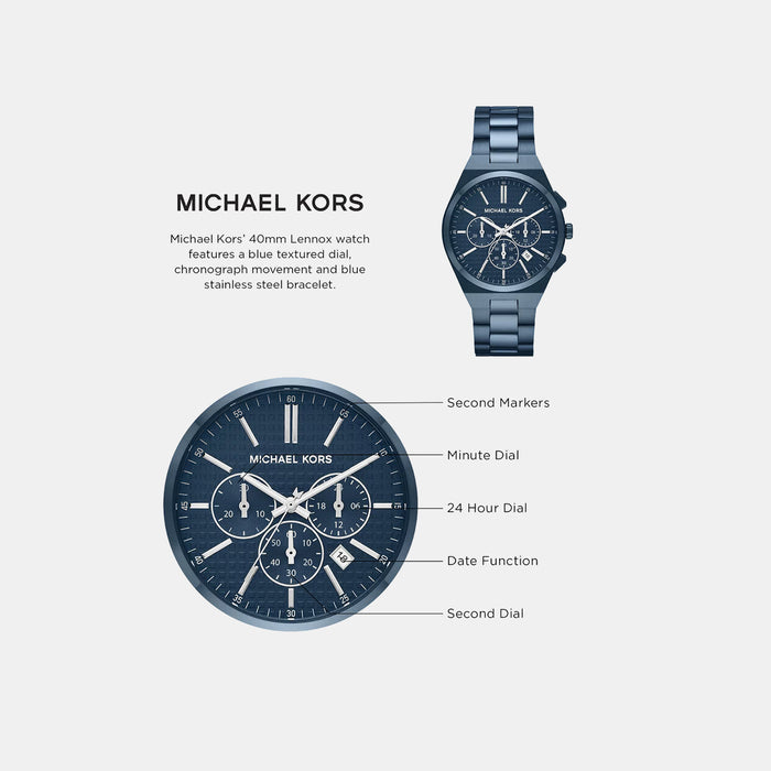 Lennox Men Quartz Blue Dial Chronograph Stainless Steel Watch MK9147
