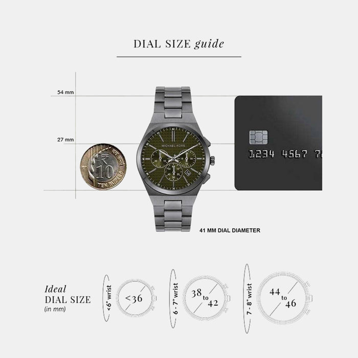 Lennox Men Quartz Green Dial Chronograph Stainless Steel Watch MK9118