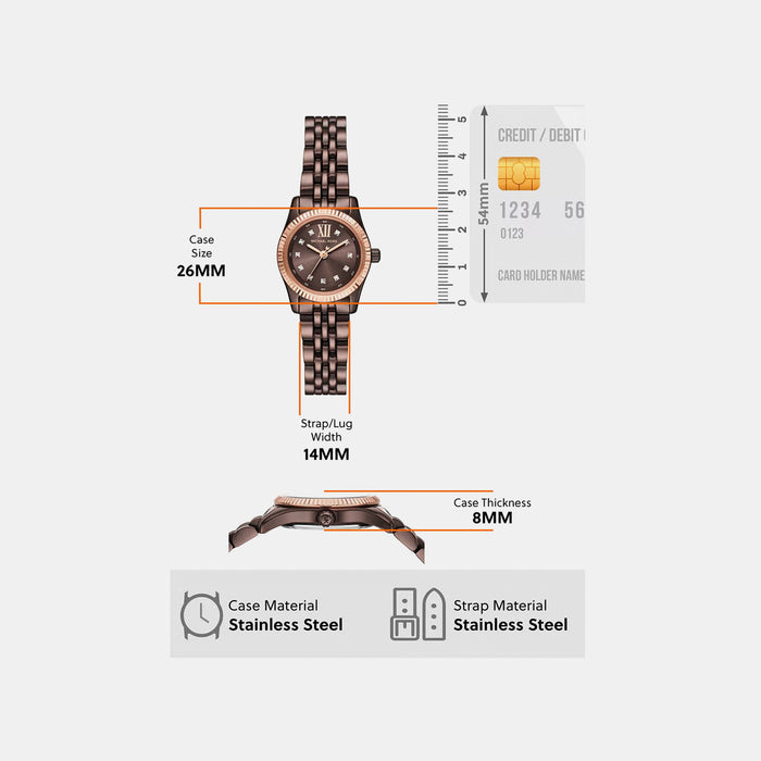 Lexington Women Quartz Brown Dial Analog Stainless Steel Watch MK4844