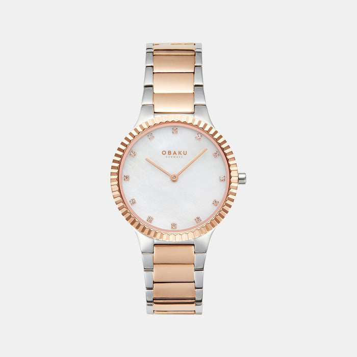 Linje Lille Cherrywood Women Quartz White Dial Analog Stainless Steel Watch V292LXZWSH