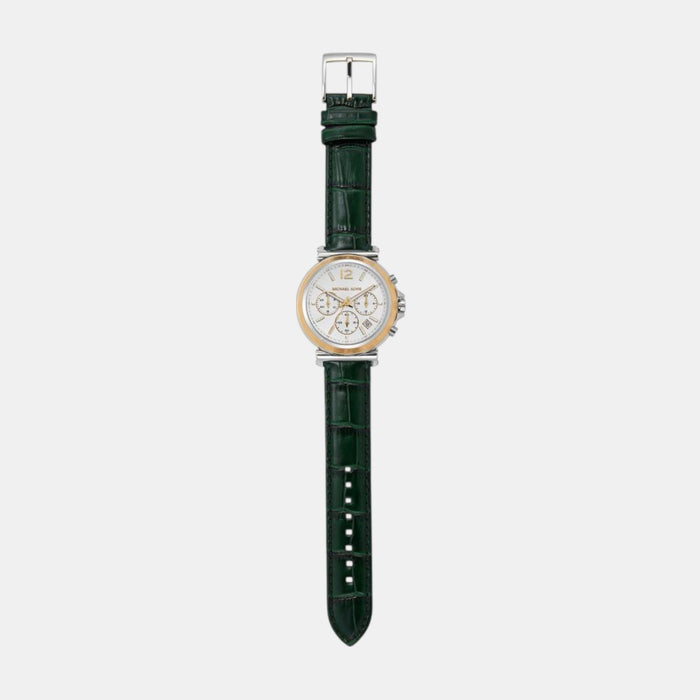 Maren Women Quartz White Dial Chronograph Leather Watch MK7498