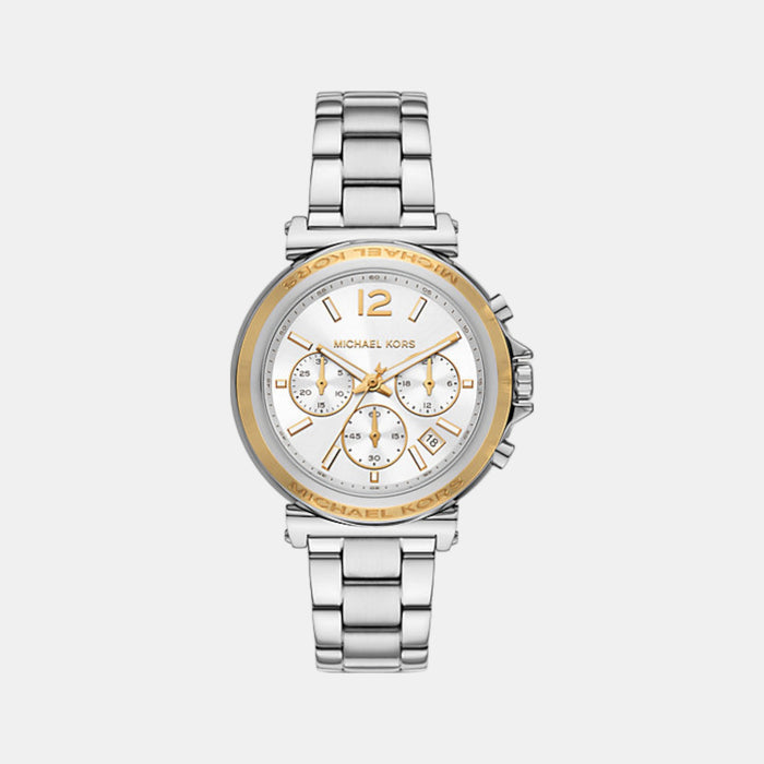Maren Women Quartz White Dial Chronograph Stainless Steel Watch MK7495