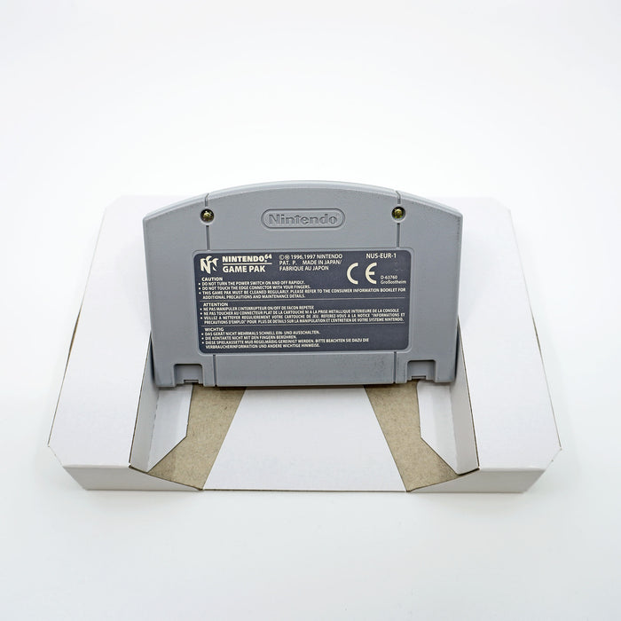 Mario Kart 64 Spiel für N64 als Player Choice Version in Originalverpackung - Produktfoto Inlay mit Modul Rückseite