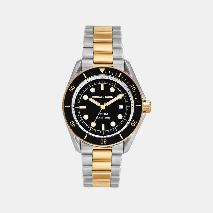 Maritime Men Quartz Black Dial Analog Stainless Steel Watch MK9180