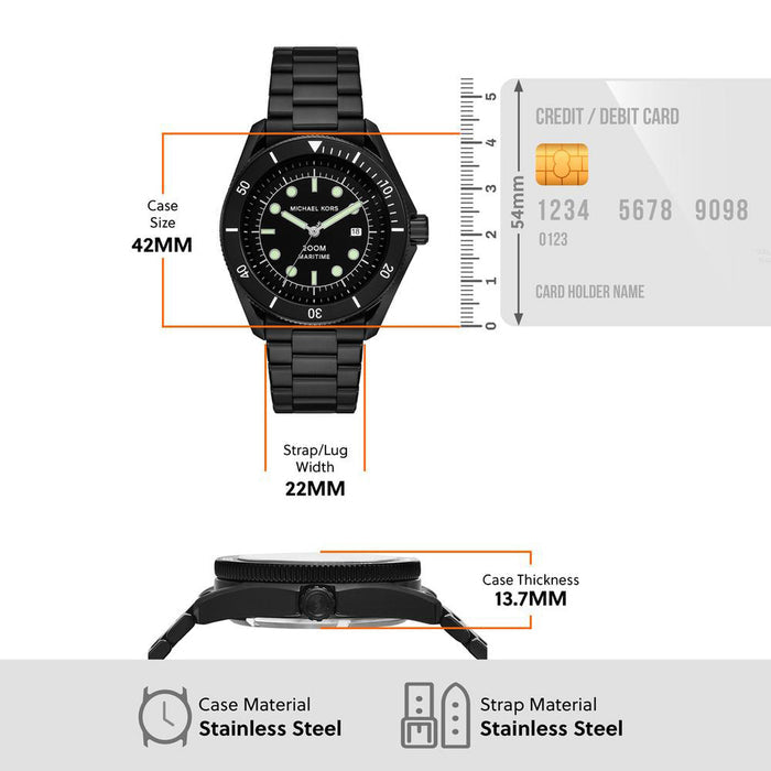 Maritime Men Quartz Black Dial Analog Stainless Steel Watch MK9181