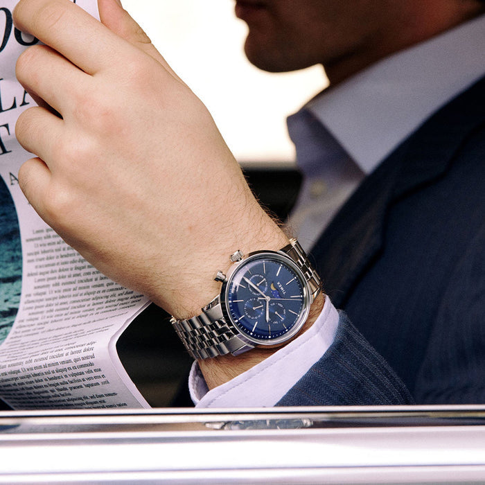 Marlin Men Quartz Blue Dial Multi-Function Stainless Steel Watch TW2W51300UJ