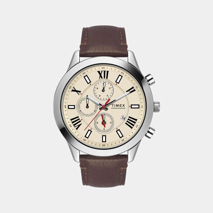 Men Quartz Beige Dial Multi-Function Leather Watch TWEG18510-EX