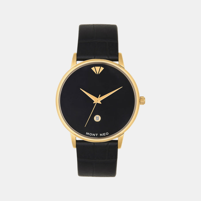 Men Quartz Black Dial Analog Leather Watch G1034E-L2204