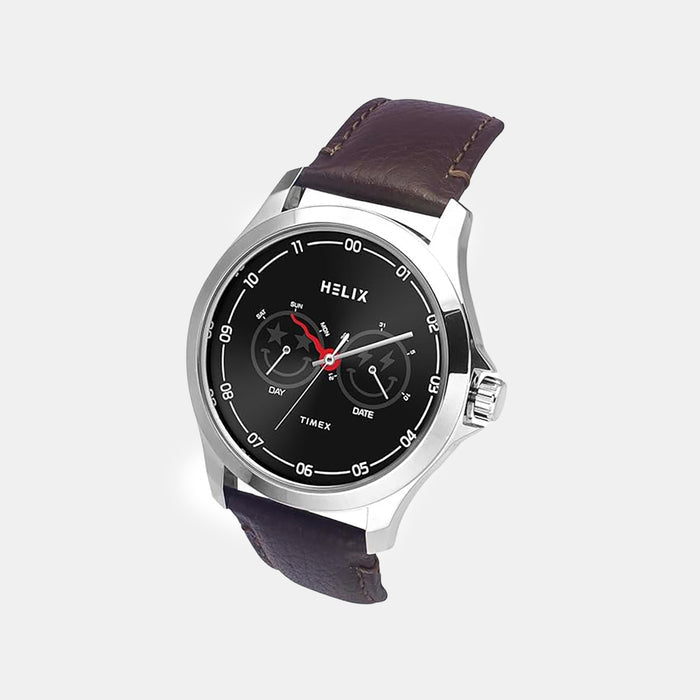 Men Quartz Black Dial Analog Leather Watch TW055HG04