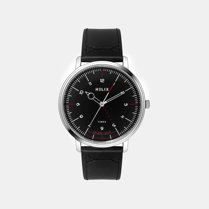 Men Quartz Black Dial Analog Leather Watch TW056HG00