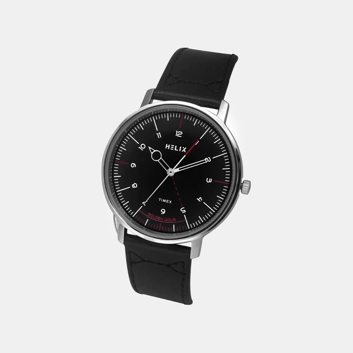 Men Quartz Black Dial Analog Leather Watch TW056HG00