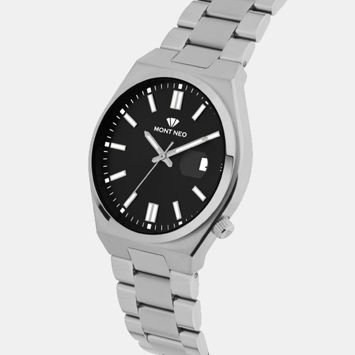 Men Quartz Black Dial Analog Metal Watch 3506E-M1104