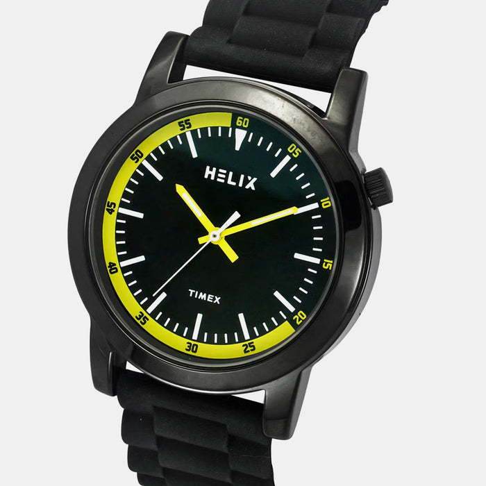 Men Quartz Black Dial Analog Silicone Watch TW058HG03