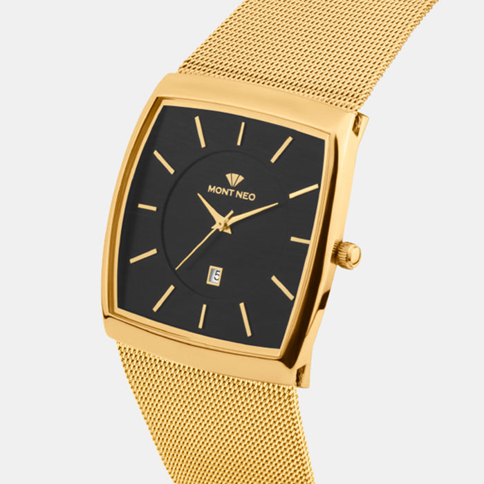 Men Quartz Black Dial Analog Stainless Steel Watch 1060E-B2204