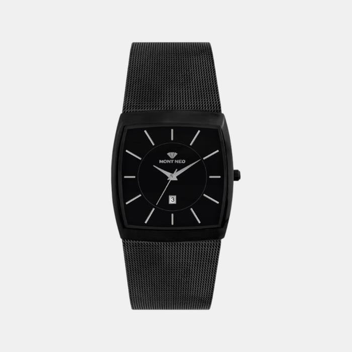 Men Quartz Black Dial Analog Stainless Steel Watch 1060E-B4404