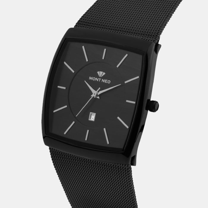 Men Quartz Black Dial Analog Stainless Steel Watch 1060E-B4404