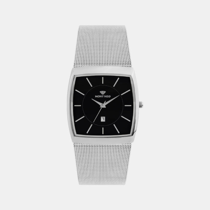 Men Quartz Black Dial Analog Stainless Steel Watch 1060E-B4412