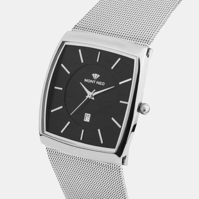 Men Quartz Black Dial Analog Stainless Steel Watch 1060E-B4412