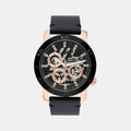 Men Quartz Black Dial Multi-Function Leather Watch 8017M-L3404