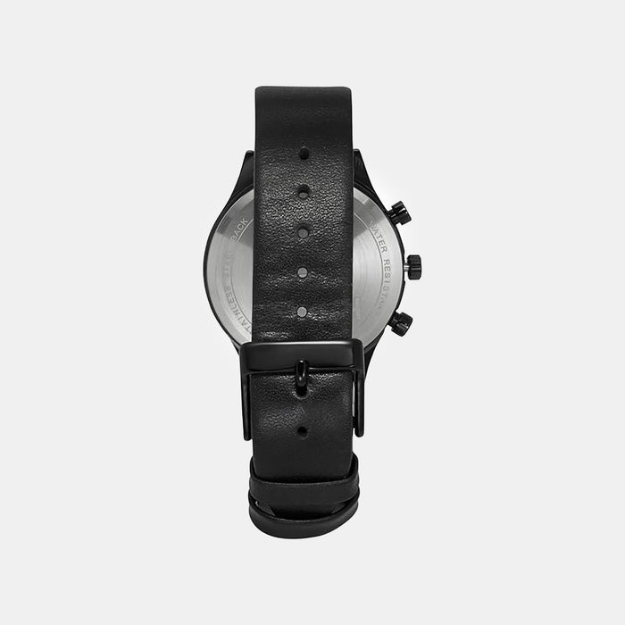 Men Quartz Black Dial Multi-Function Leather Watch TW003HG28