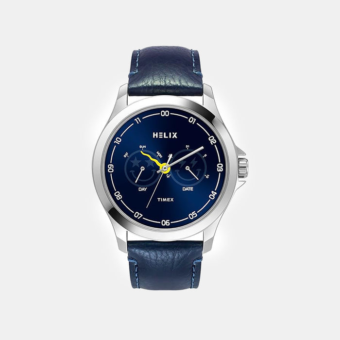 Men Quartz Blue Dial Analog Leather Watch TW055HG05
