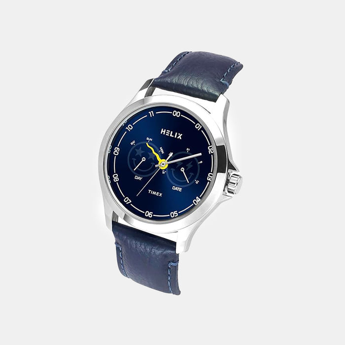 Men Quartz Blue Dial Analog Leather Watch TW055HG05