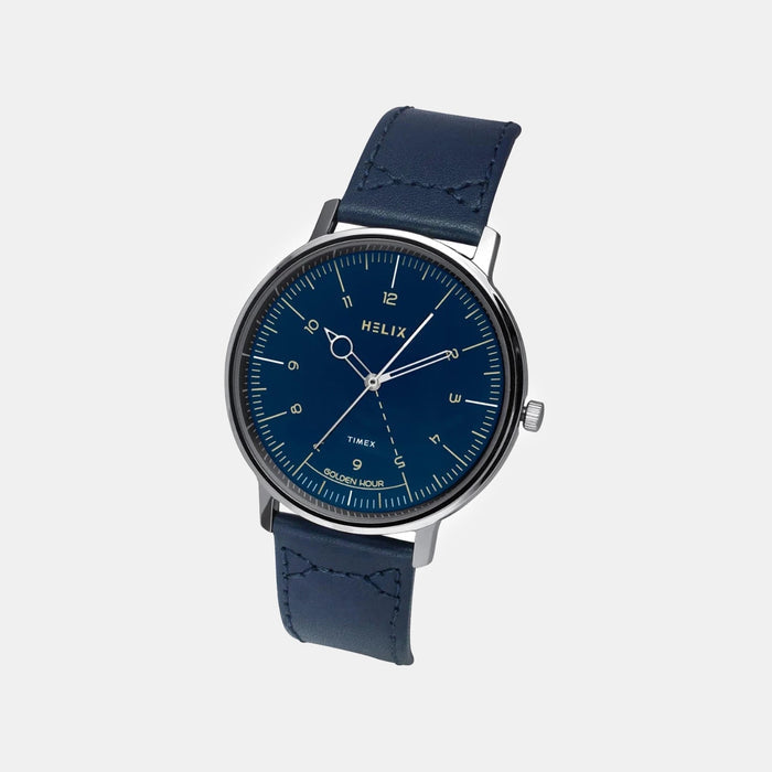 Men Quartz Blue Dial Analog Leather Watch TW056HG02