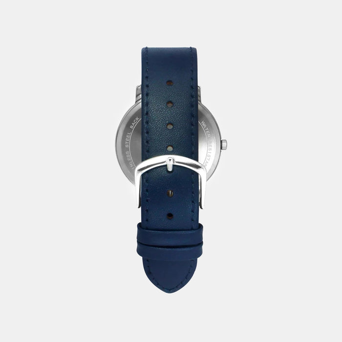 Men Quartz Blue Dial Analog Leather Watch TW056HG02