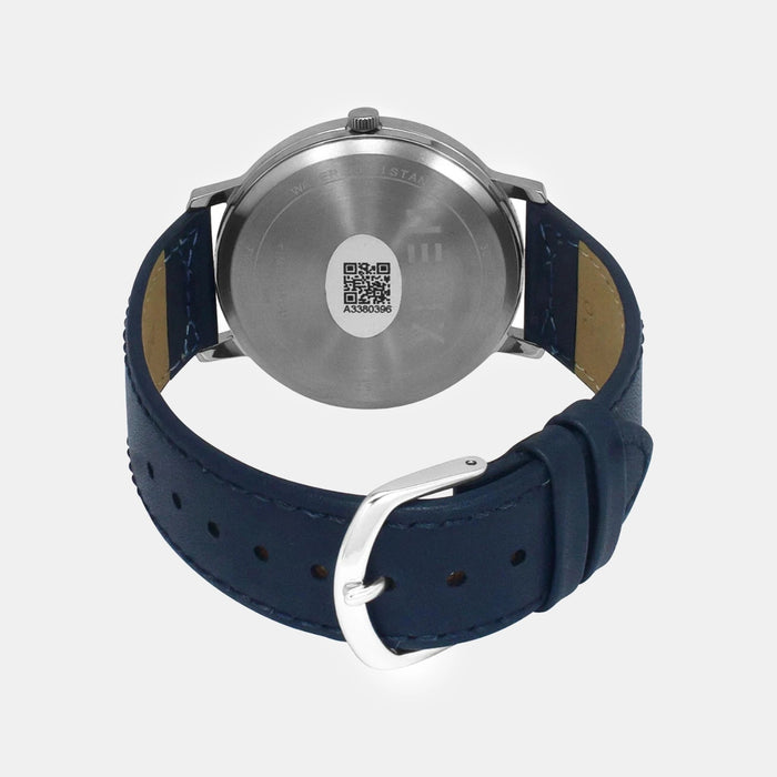 Men Quartz Blue Dial Analog Leather Watch TW056HG02