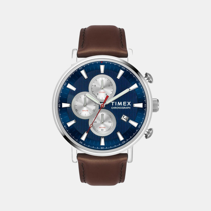 Men Quartz Blue Dial Analog Leather Watch TWEG20024-EX
