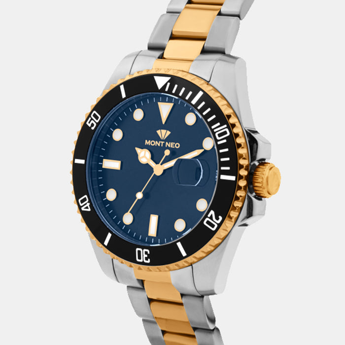 Men Quartz Blue Dial Analog Metal Watch 3507E-M1305